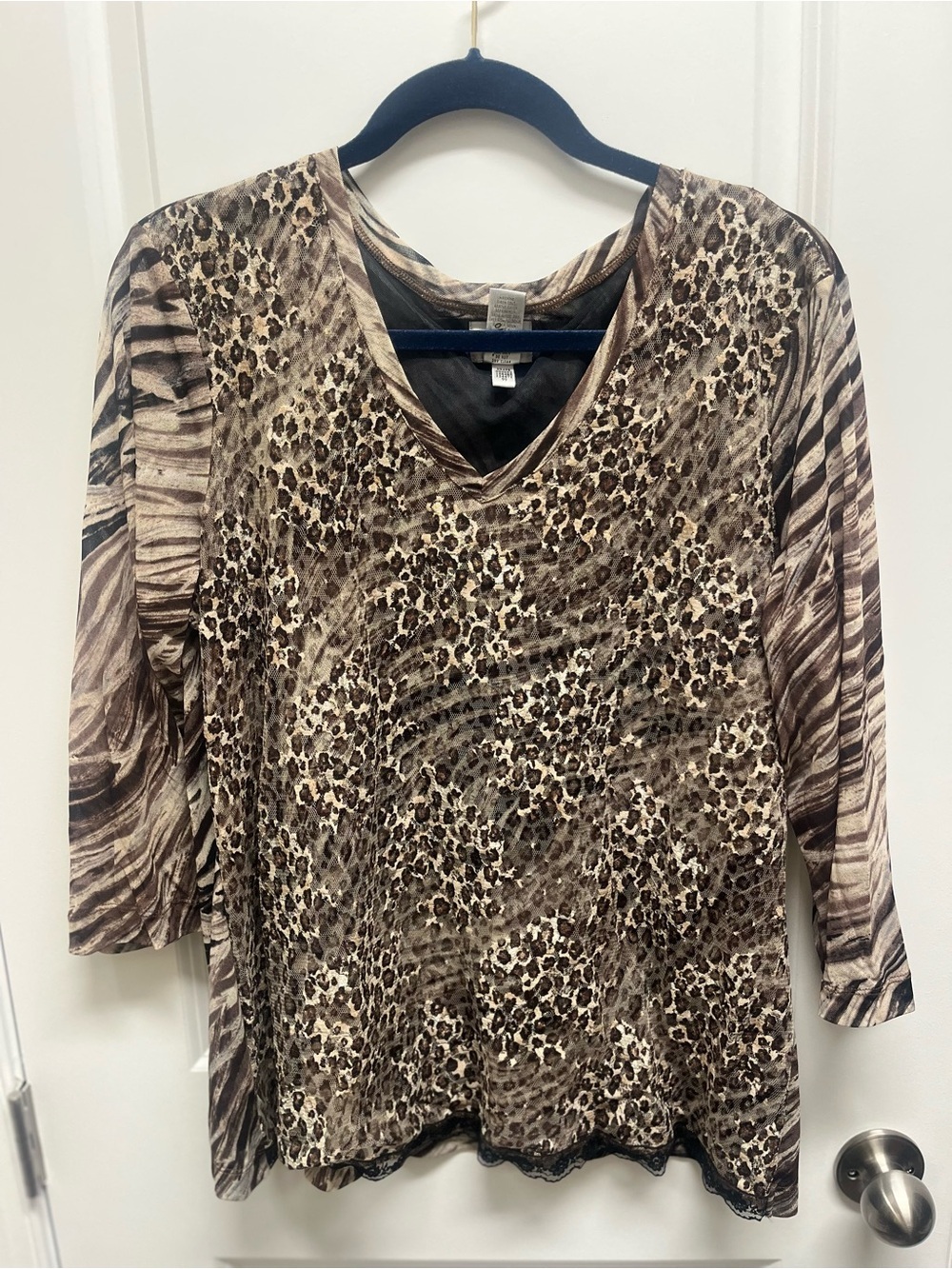 Chico's Mixed Animal Print Mesh Top - Leopard & Zebra - Size 3=xl 16